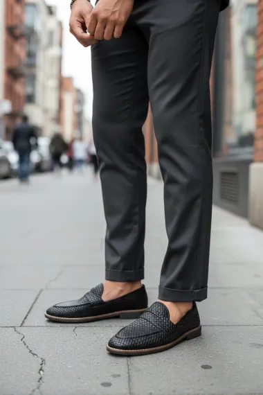 Mocasini barbati negri, tapla subtire, piele eco, comozi 12317 N2.3.4-2